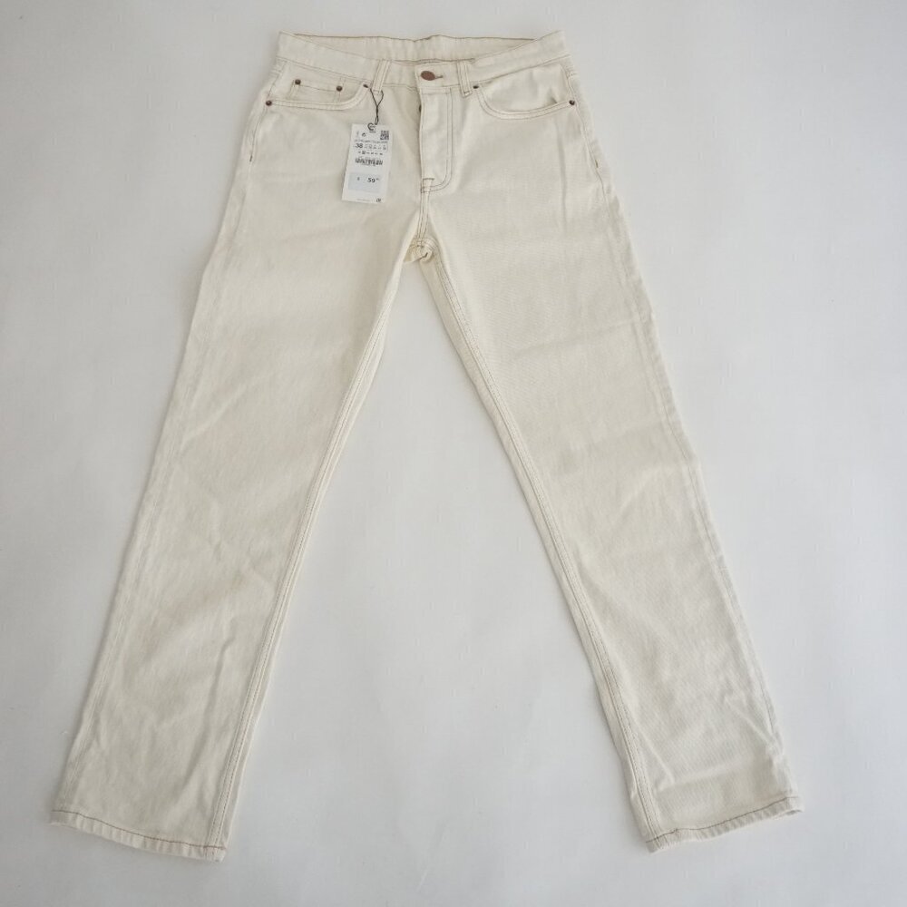 Zara Denim Cream Straight Leg Denim Jeans Size 30
